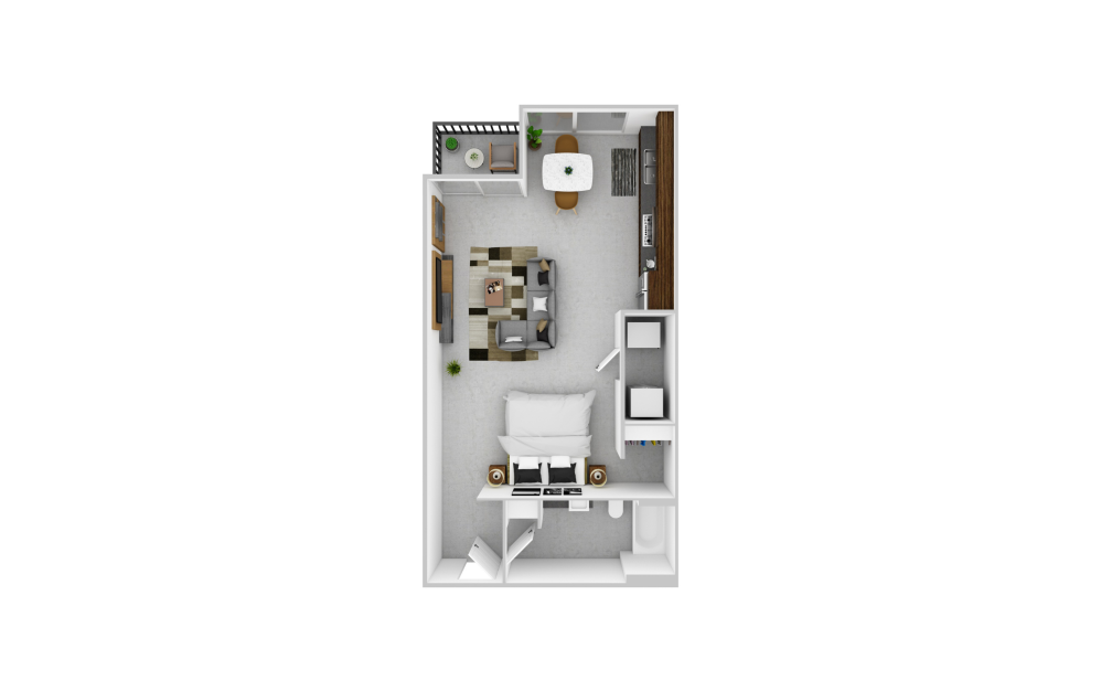 Studio 1 Renovated  - Studio floorplan layout with 1 bathroom and 630 square feet
