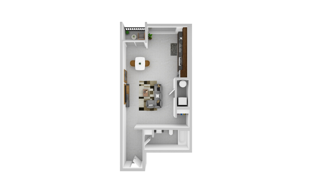 Studio 2 Renovated - Studio floorplan layout with 1 bathroom and 649 square feet