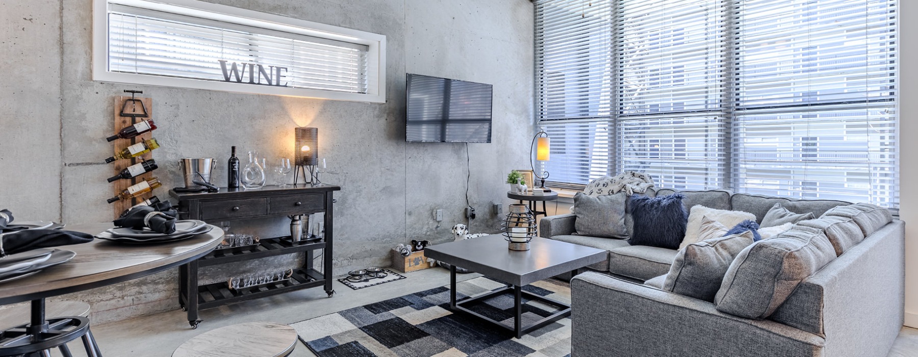 Open space living area with natural lighting